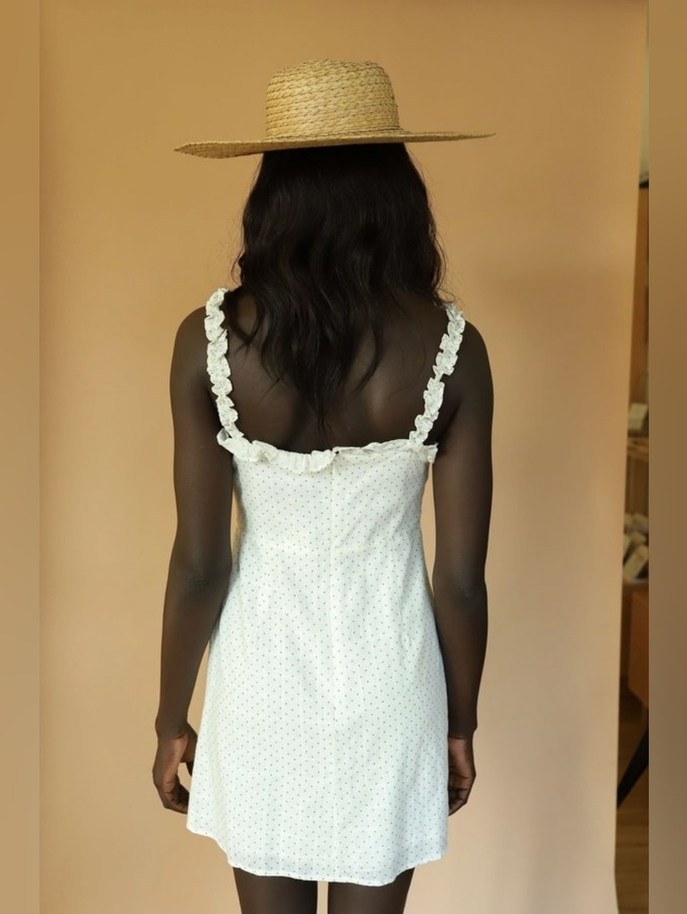 Line And Dot Lille White Polka Dot Ruffle Strap Sundress Medium - Picture 3 of 12